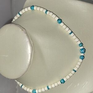 Pucka and Flower Painted Leis Beads Short Neclace